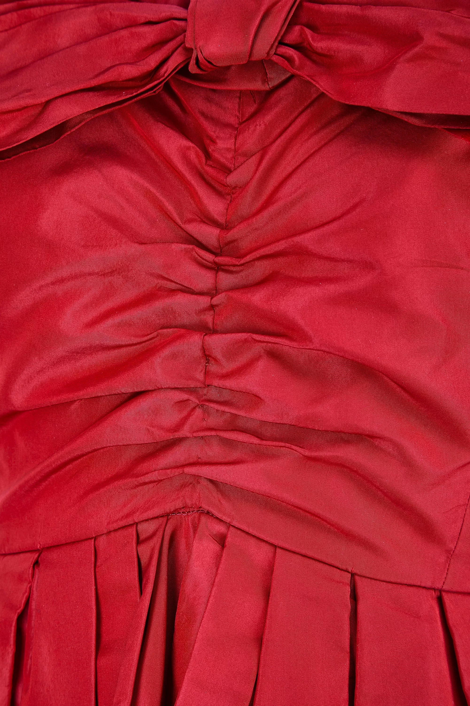 1950s Red Silk Off-The-Shoulder Dress