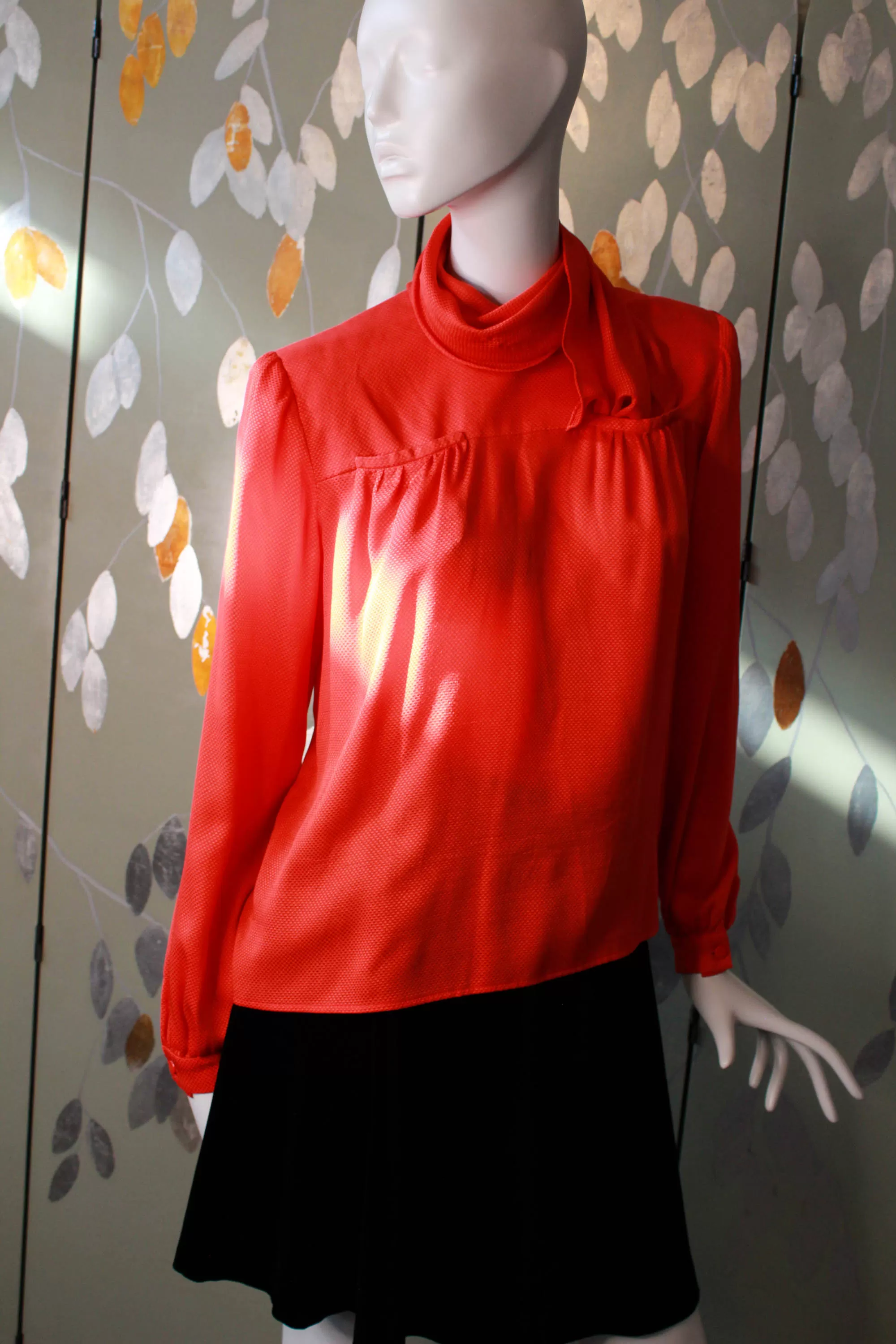 1980s Valentino Red Silk Blouse, Large