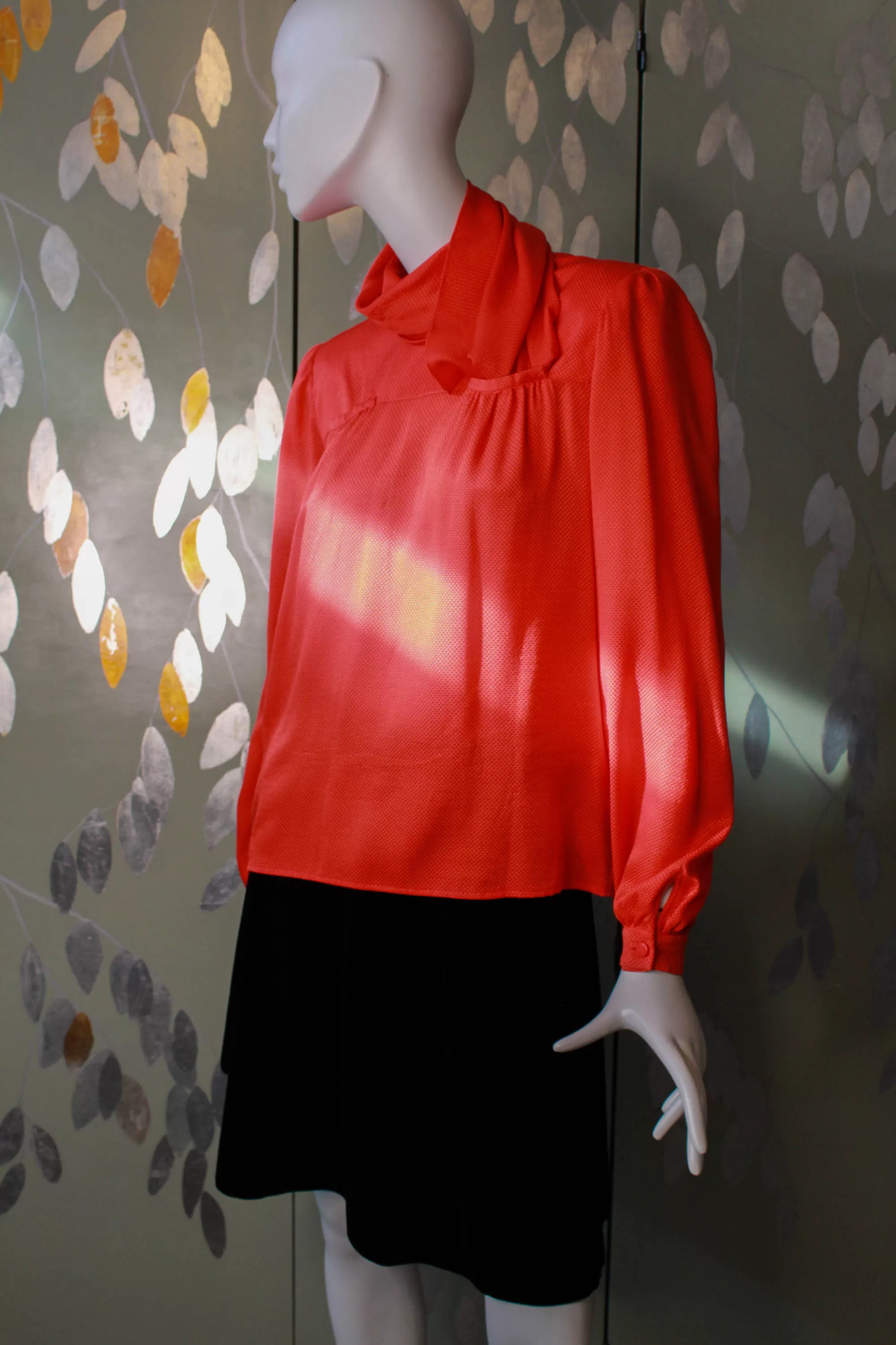 1980s Valentino Red Silk Blouse, Large