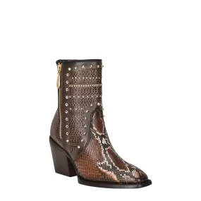 4P02PH - Cuadra brown fashion cowboy python leather ankle boots for women