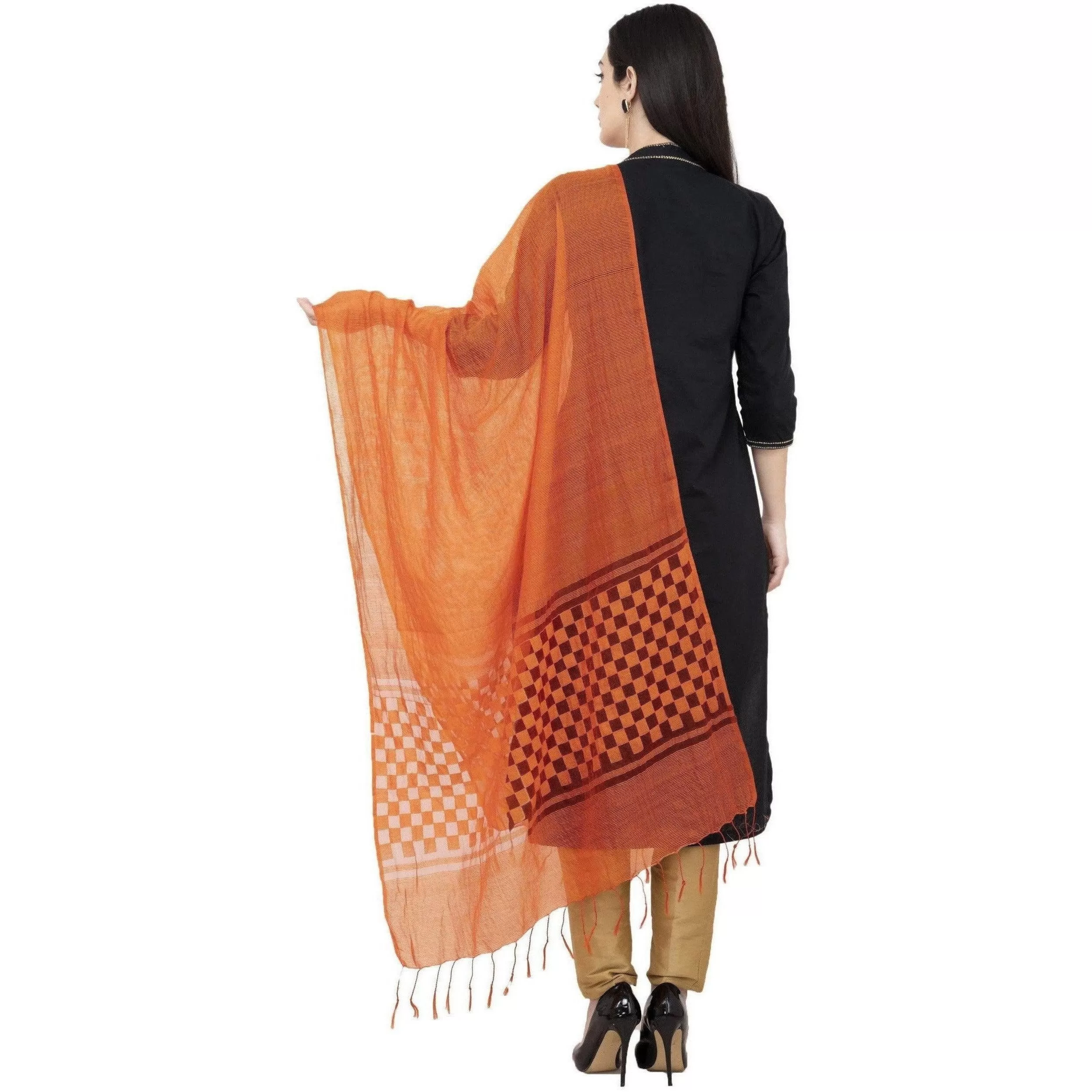 A R Silk Buta Cutting Regular Dupatta Color Orange Dupatta or Chunni