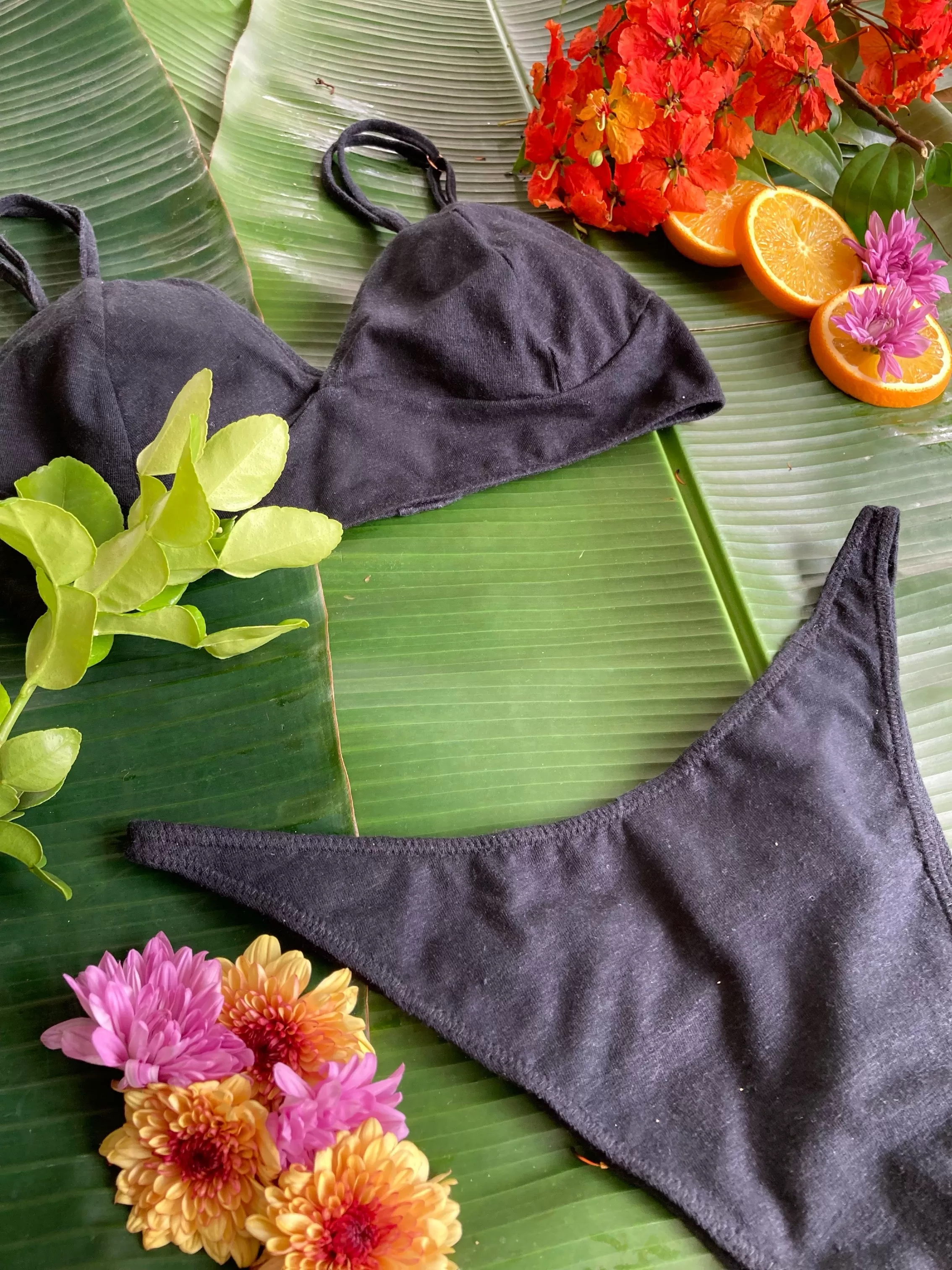 Aloha Black Hemp Bra  Panty Set