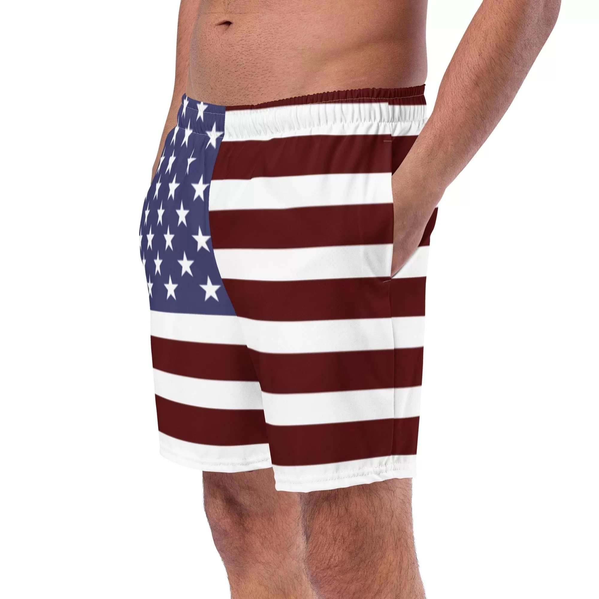 America Flag Mens Swim Trunks / Quick-drying Fabric / Variety Of Pockets / Eco Friendly