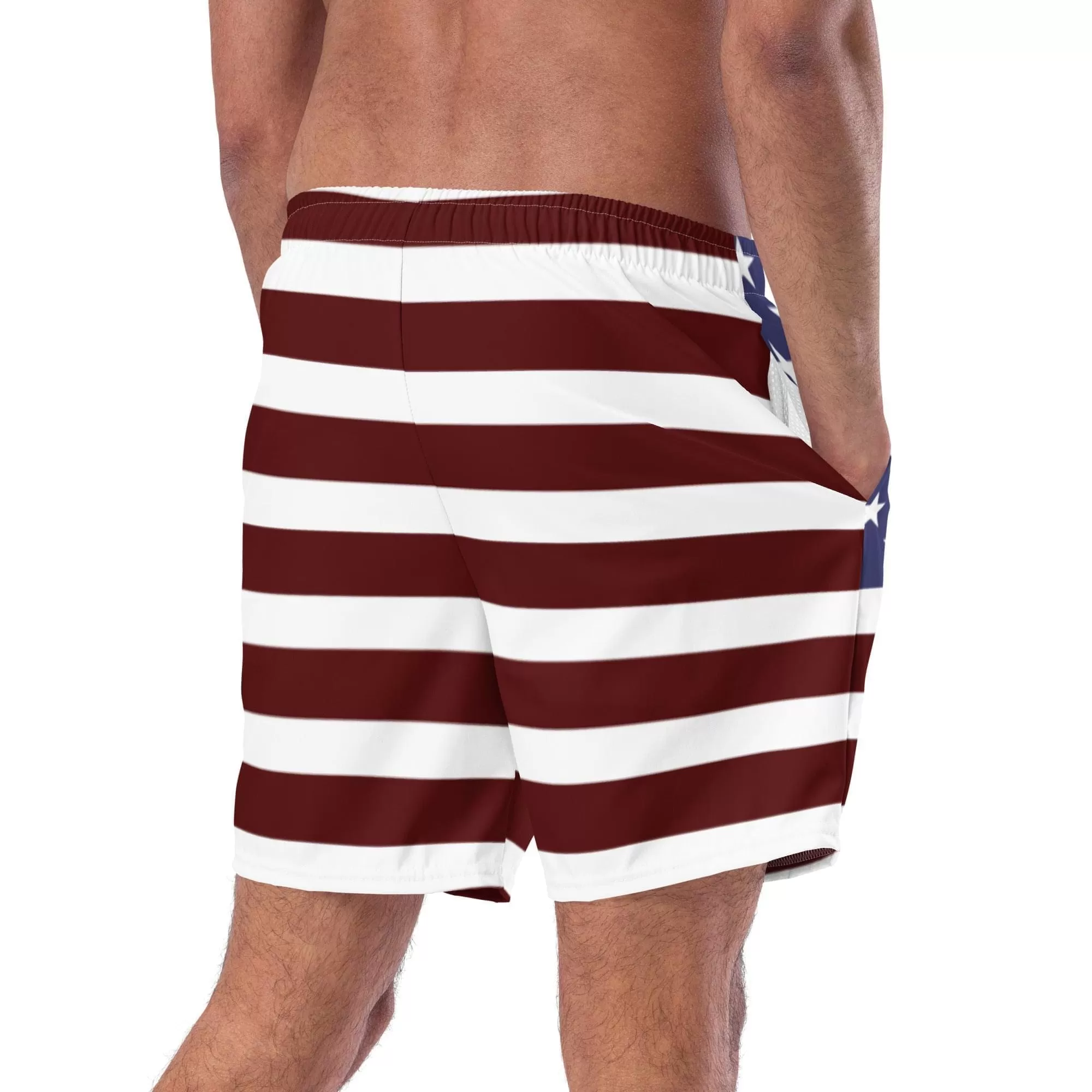 America Flag Mens Swim Trunks / Quick-drying Fabric / Variety Of Pockets / Eco Friendly