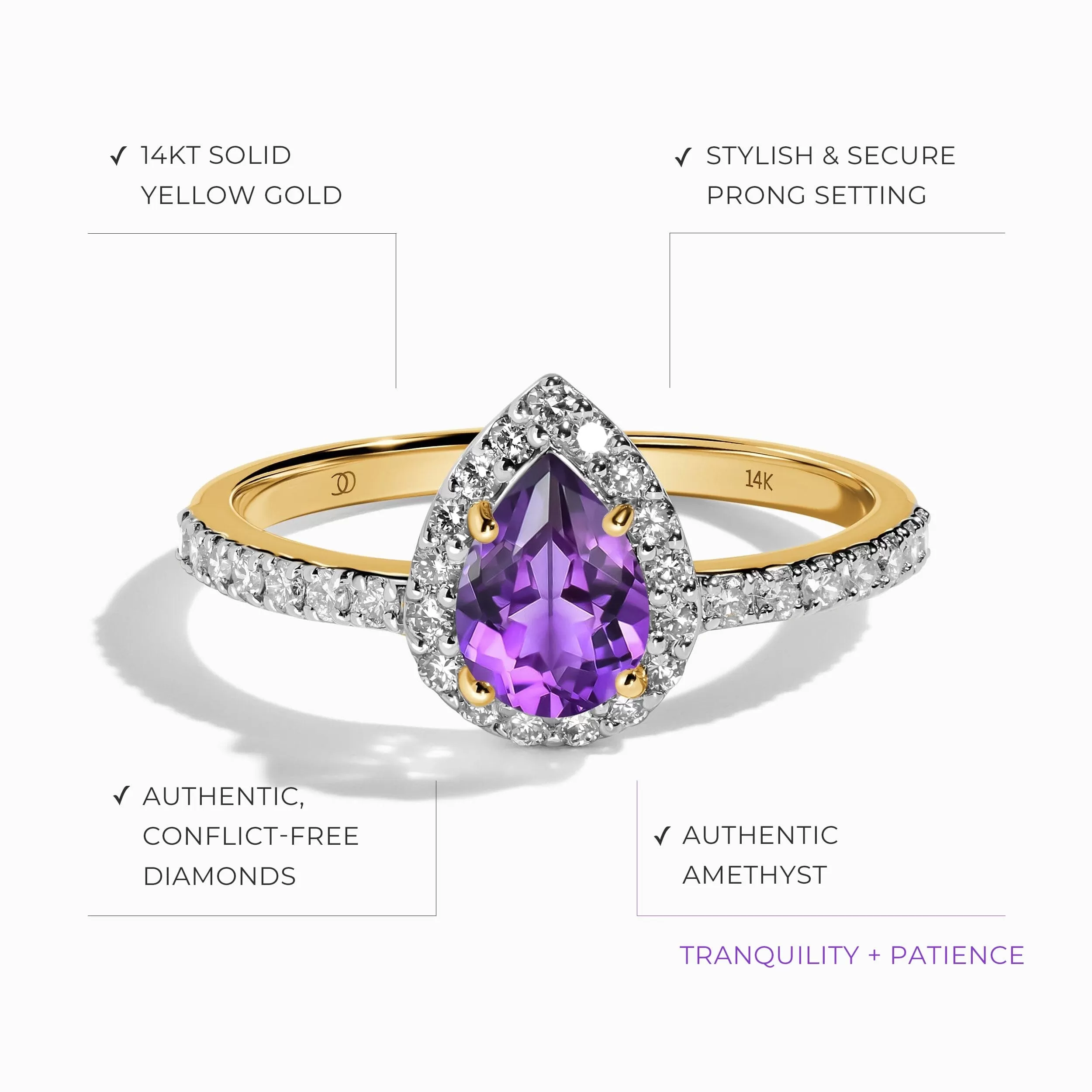 Amethyst Diamond Ring - Tear of Joy