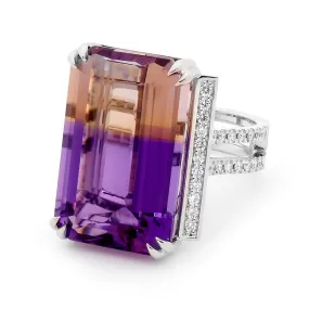 Ametrine and Diamond Cocktail Ring