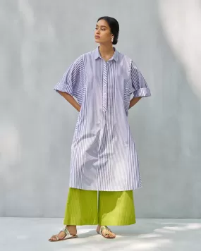 Anti Fit Kurta - Purple & White