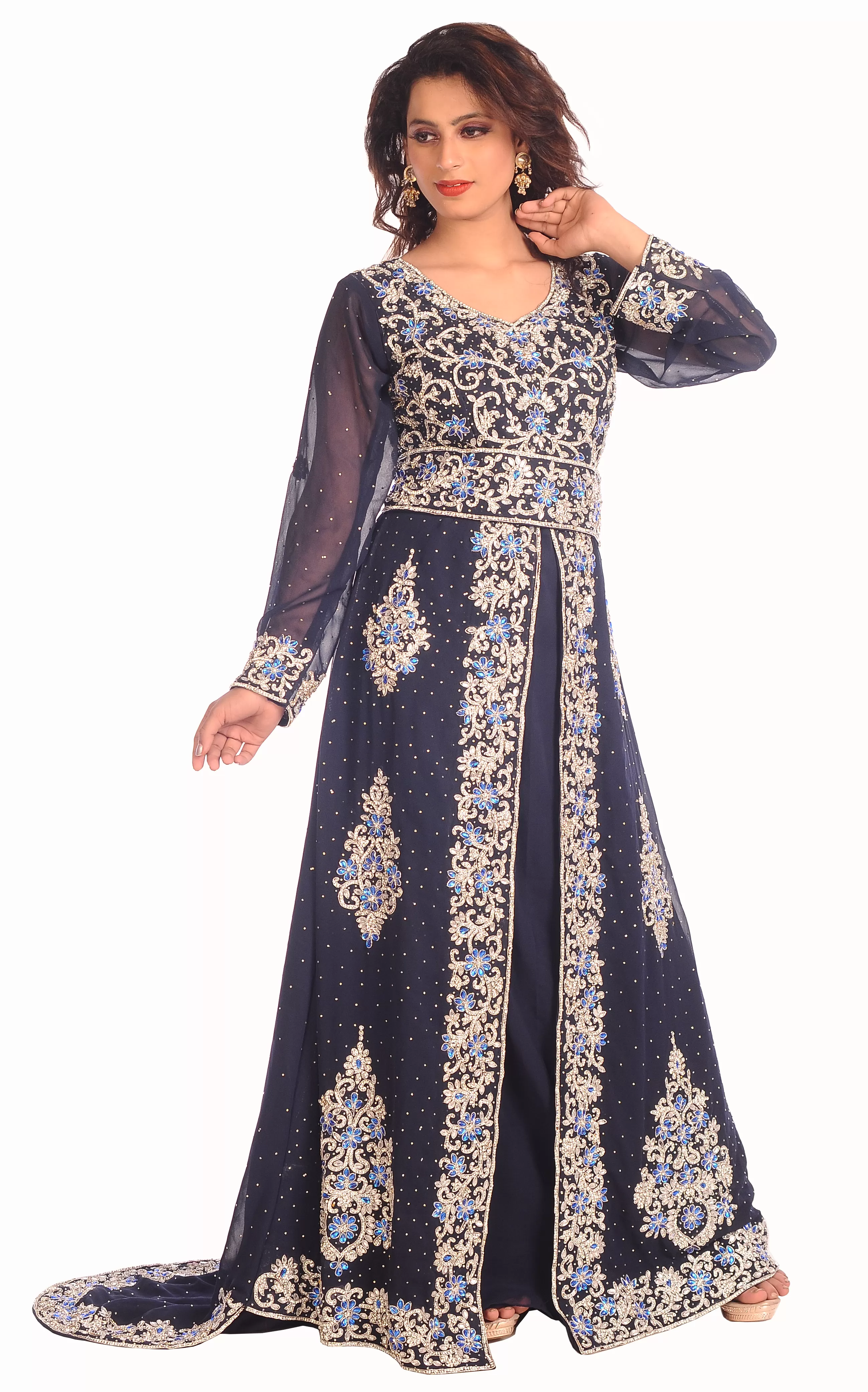 Arabian Takchita Gown With Crystal Embroidery