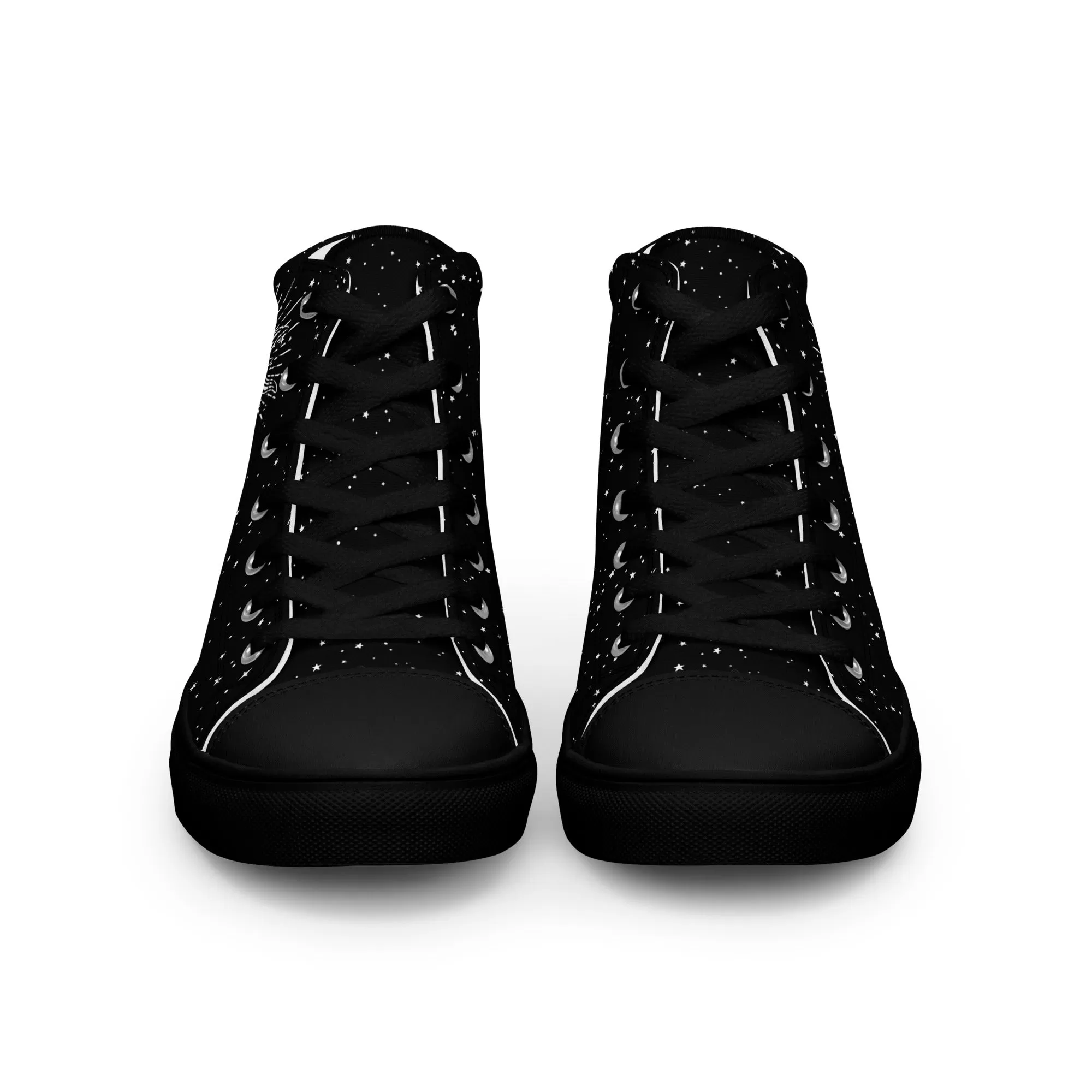 Astral Women’s High Top Shoes - Moon & Stars Vegan Sneakers - Comfortable Goth Trainers - Witchy Astrology Fashion