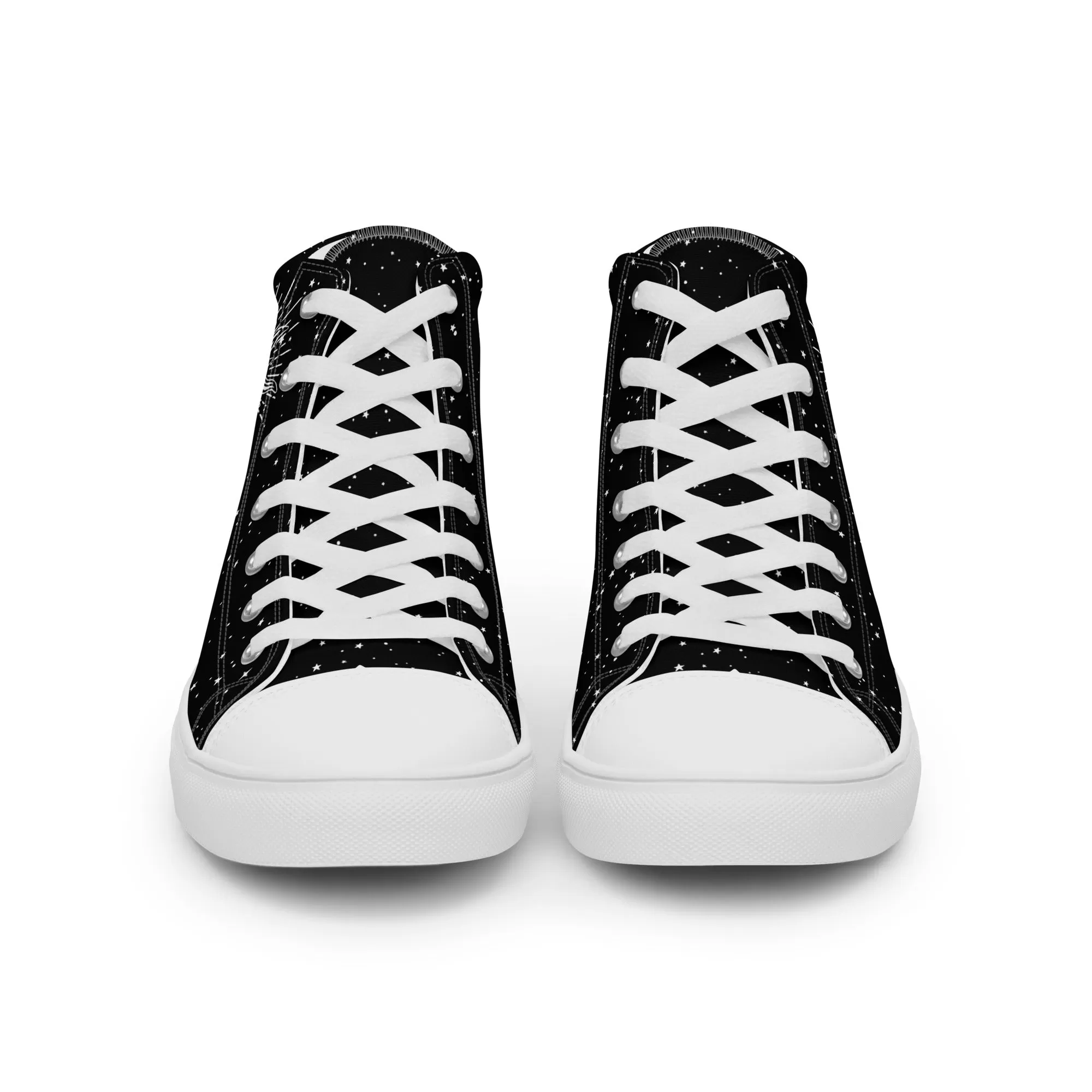 Astral Women’s High Top Shoes - Moon & Stars Vegan Sneakers - Comfortable Goth Trainers - Witchy Astrology Fashion