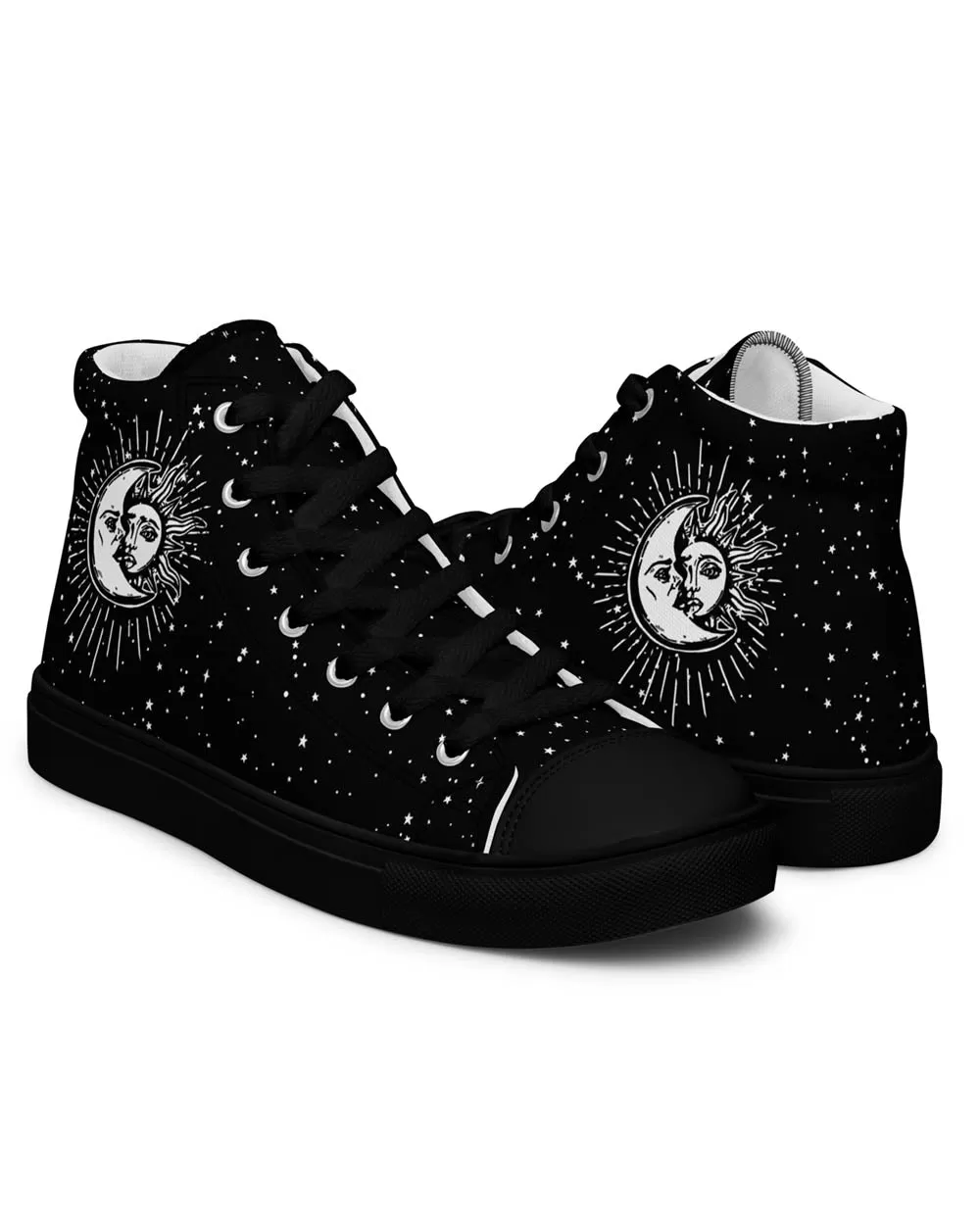 Astral Women’s High Top Shoes - Moon & Stars Vegan Sneakers - Comfortable Goth Trainers - Witchy Astrology Fashion