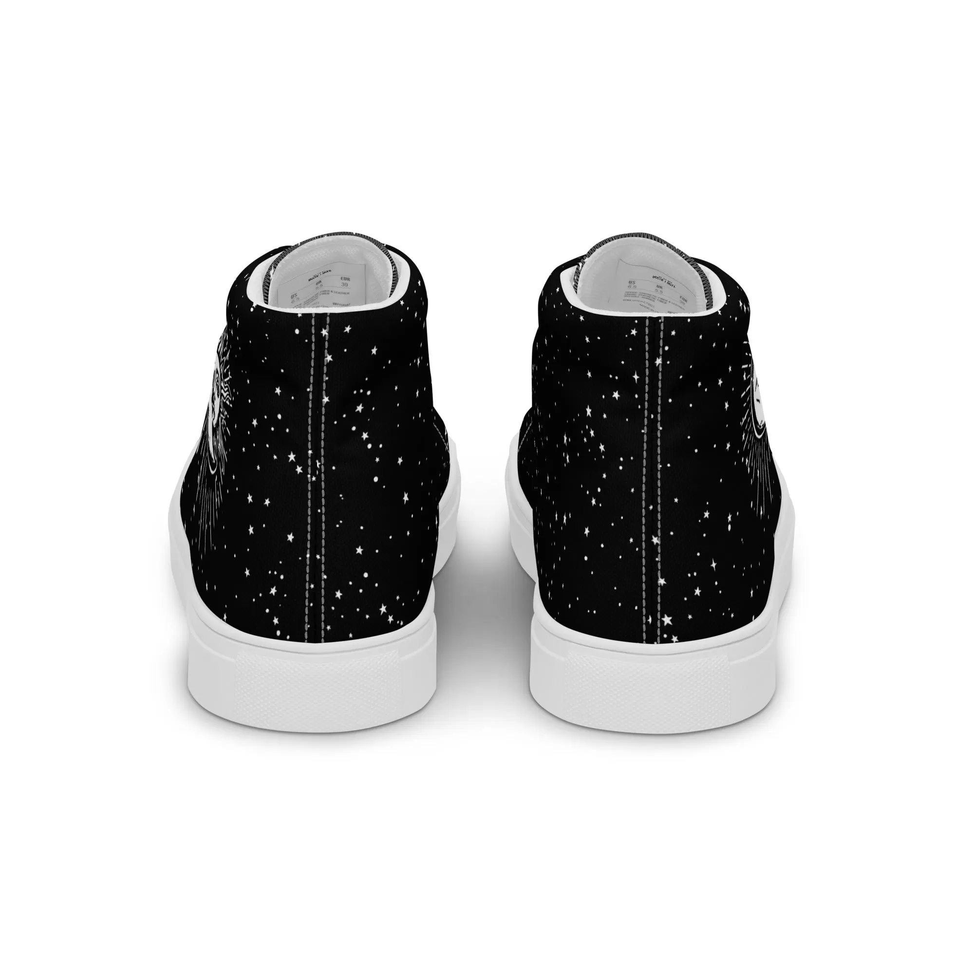 Astral Women’s High Top Shoes - Moon & Stars Vegan Sneakers - Comfortable Goth Trainers - Witchy Astrology Fashion