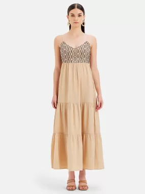 Audrey Embroidered Flared Maxi Dress