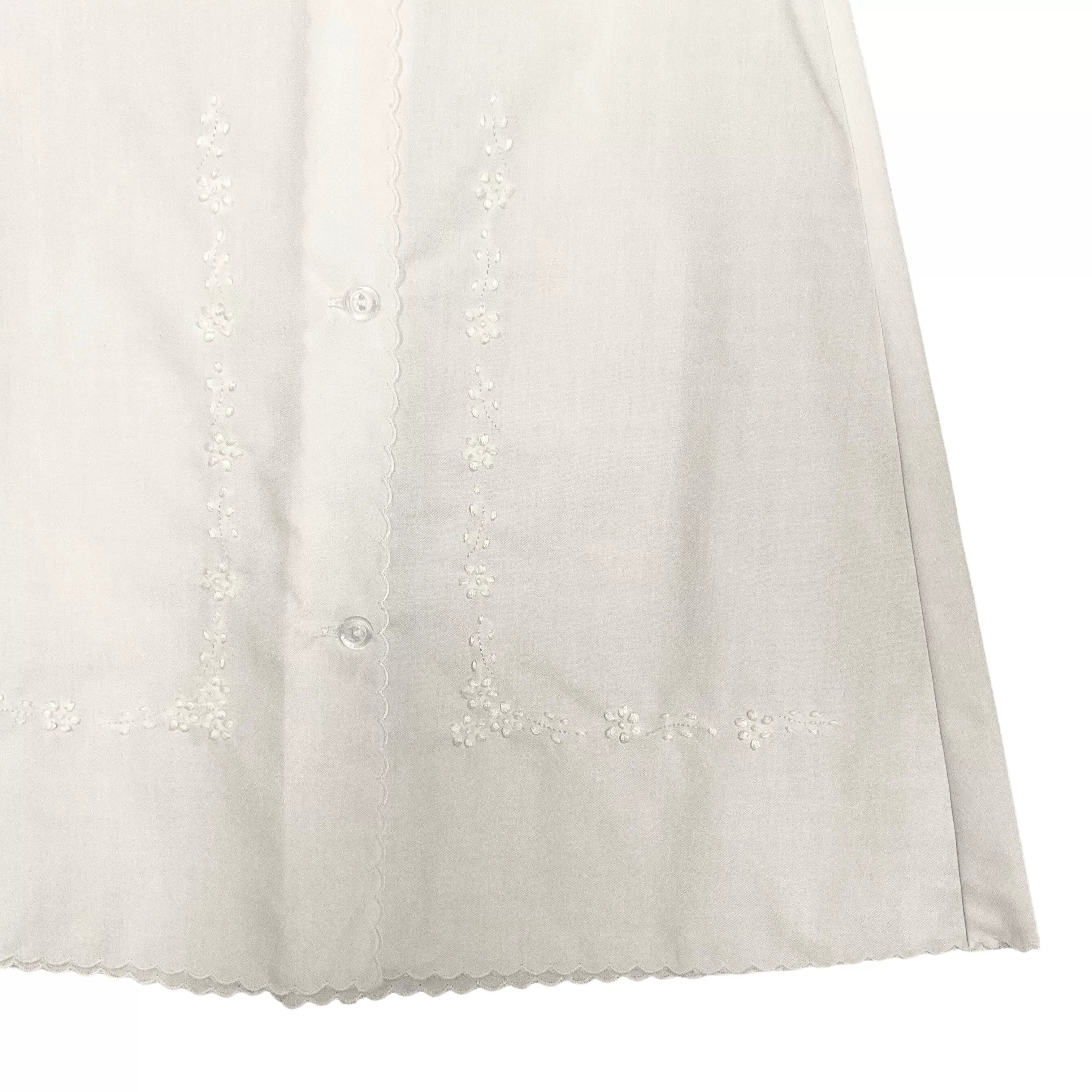 Auraluz White Daygown with White Embroidered Flowers