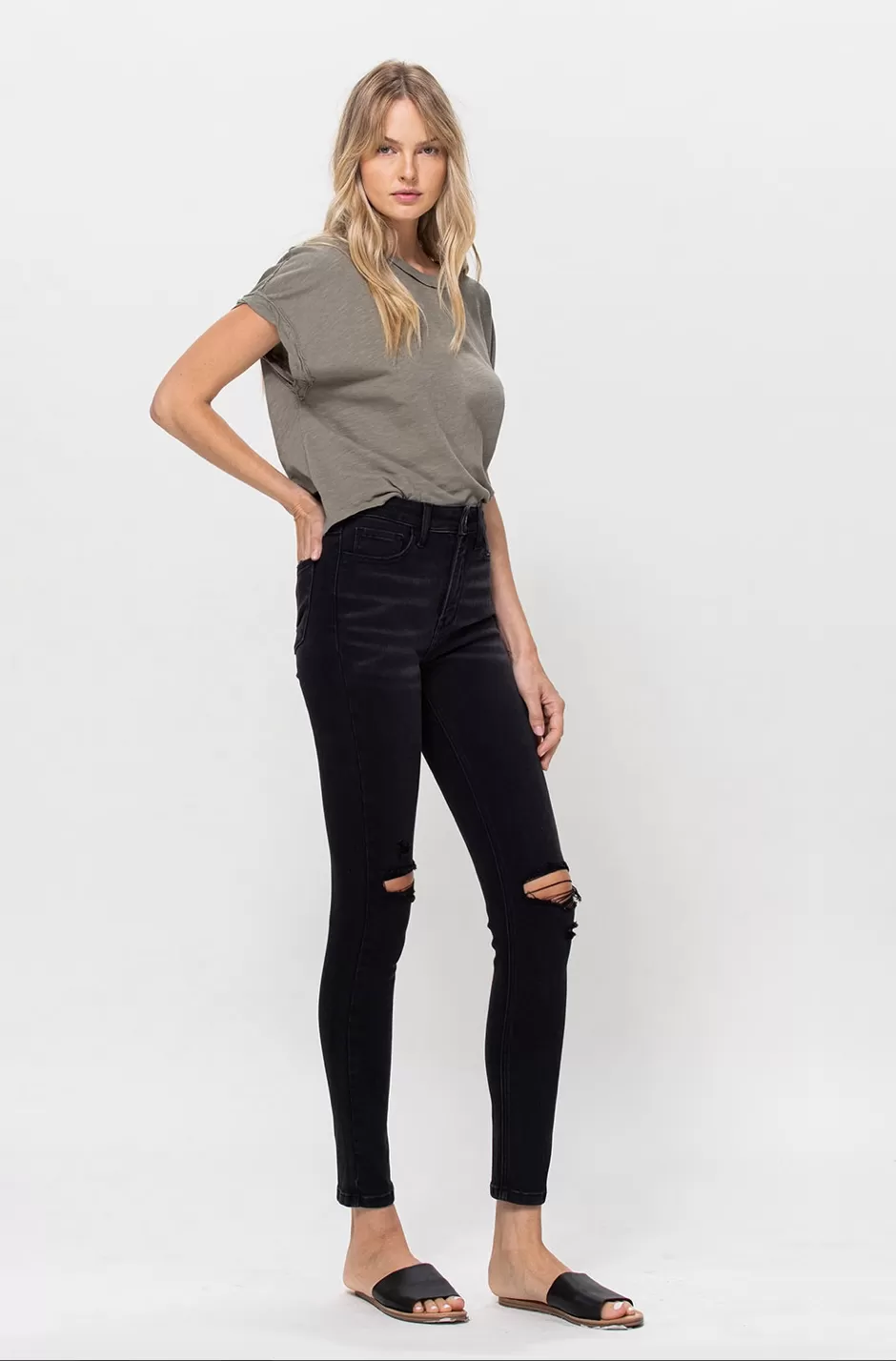 Back in Black Distressed Skinnies by Vervet