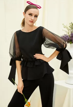 Black Puff Sleeve Blouse