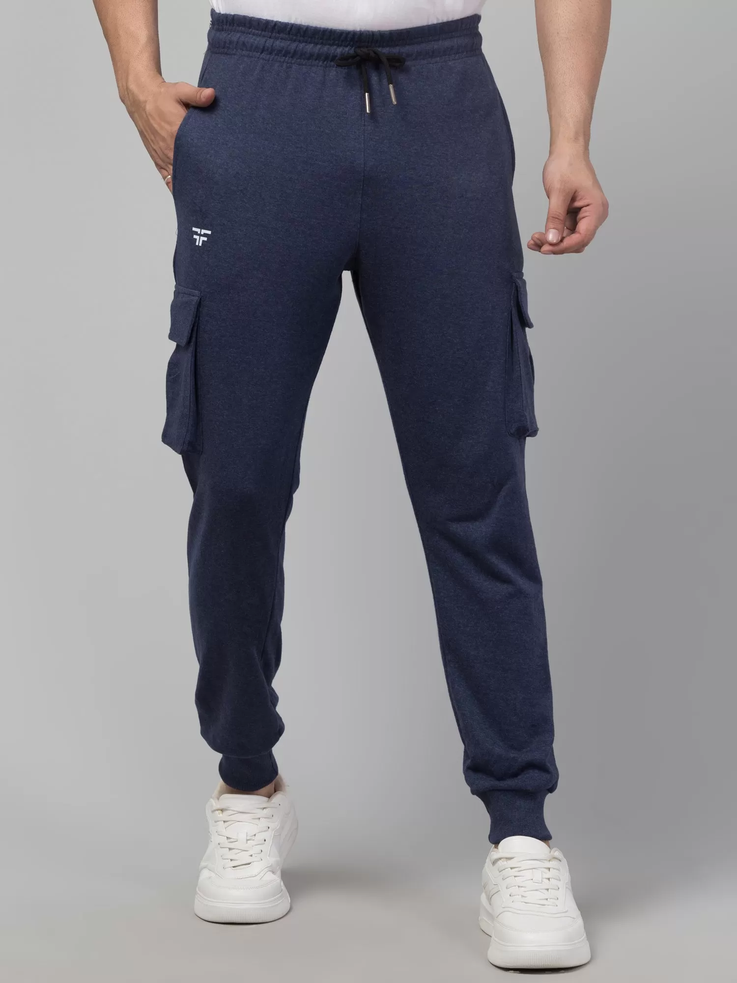 Blue Melange Joggers w/ Box Pockets