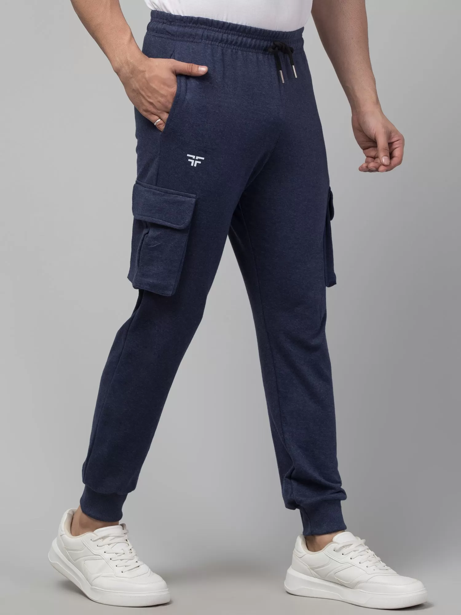 Blue Melange Joggers w/ Box Pockets