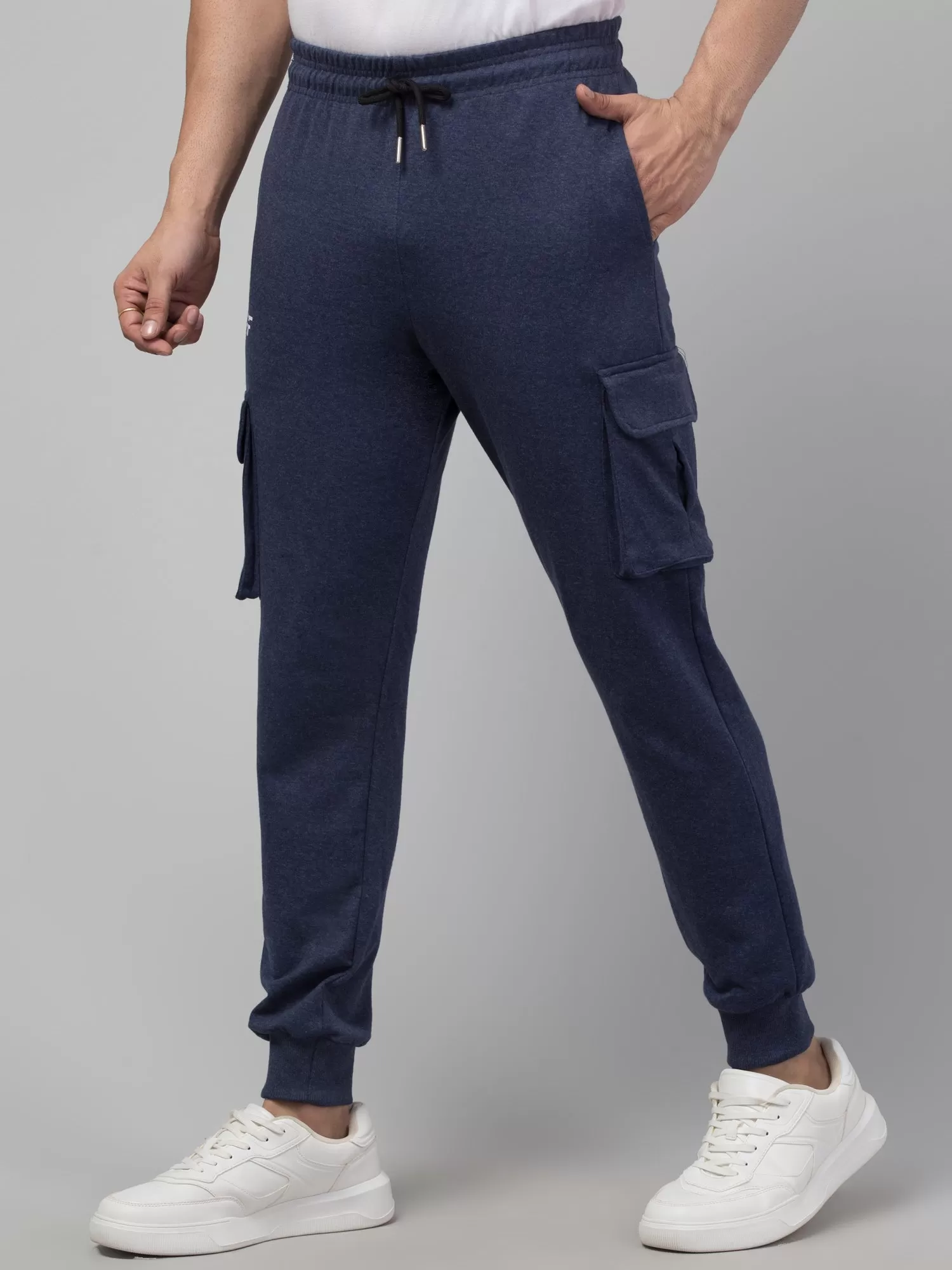 Blue Melange Joggers w/ Box Pockets