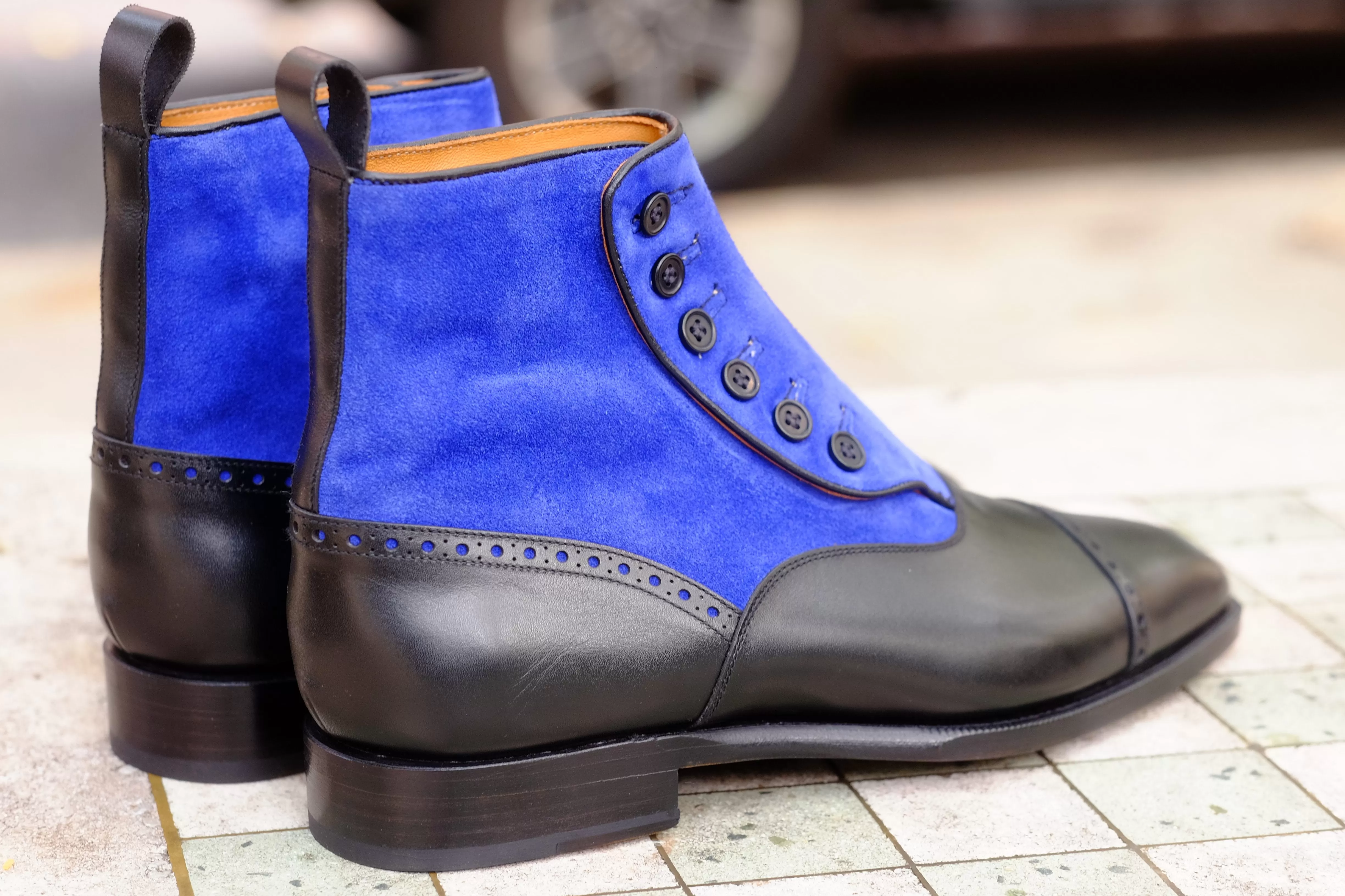 Blue Ridge - MTO - Black Calf / Vivid Blue Suede - LPB Last - Single Leather Sole