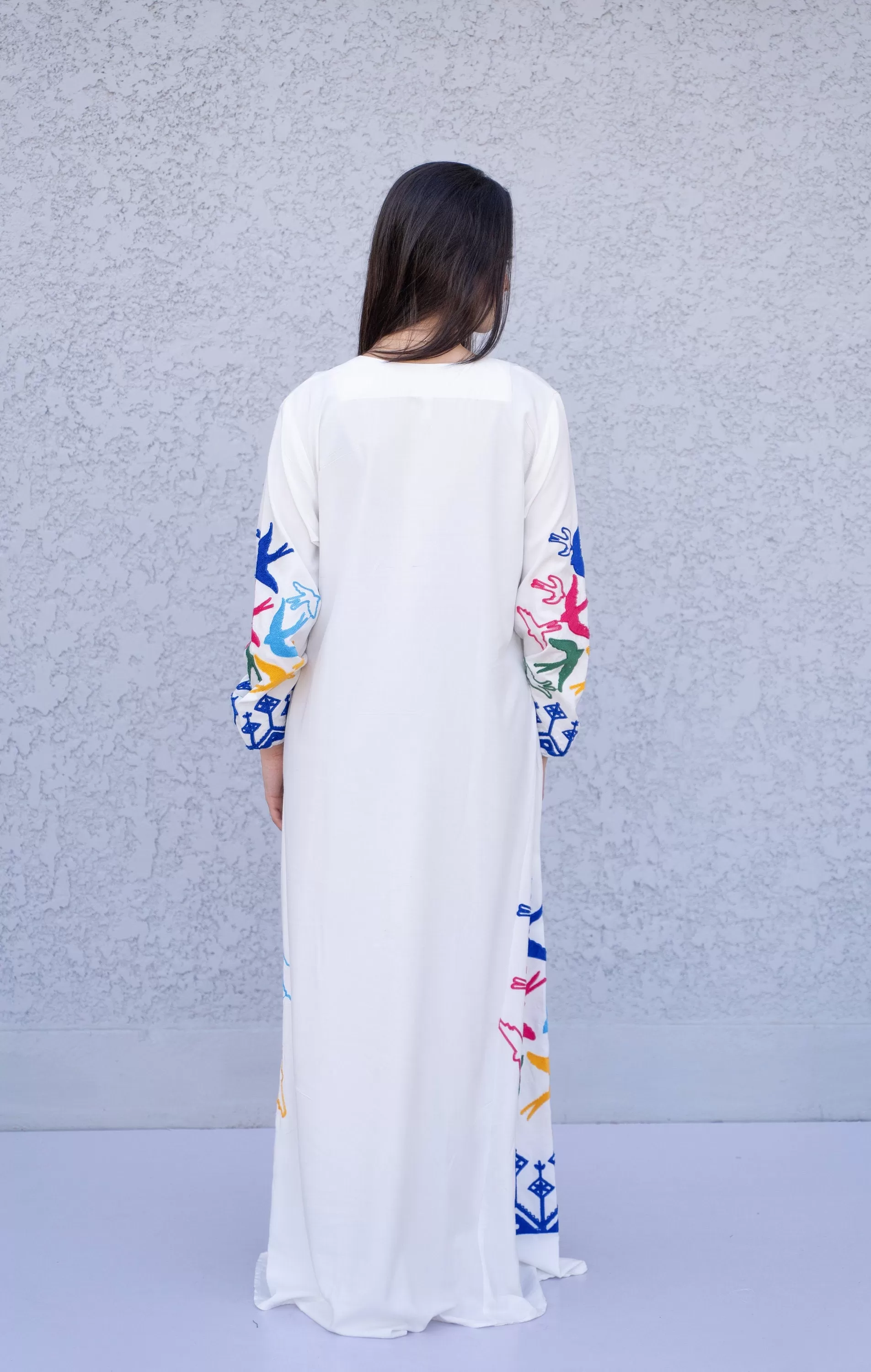 Boho White birds embroidered Caftan, cotton caftans for women, embroidered Caftan dress, Caftan maxi dress, Caftans for women, Caftans