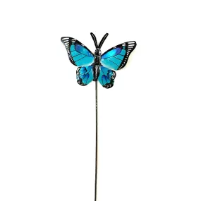 Bright Blue Butterfly Garden Stake