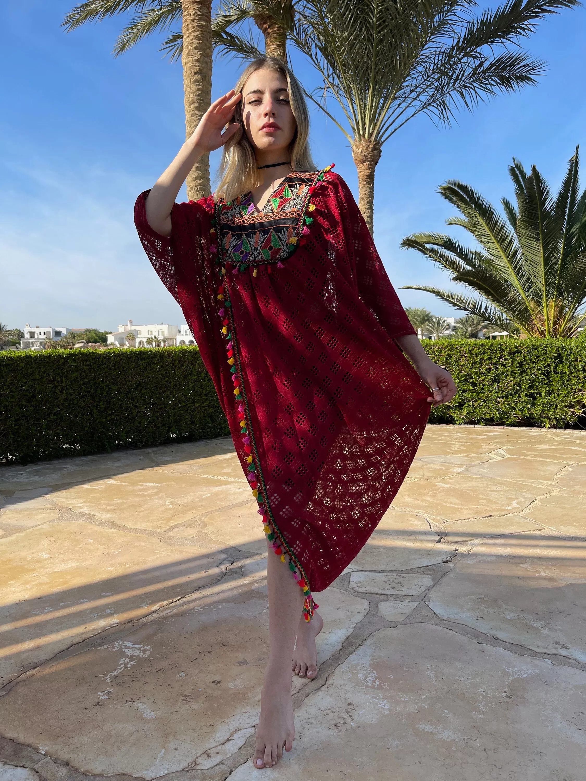 Burgundy Bikini Cover up Boho maxi butterfly, Open slit Butterfly caftan. See through kaftan, summer caftans for women, caftans, kaftans