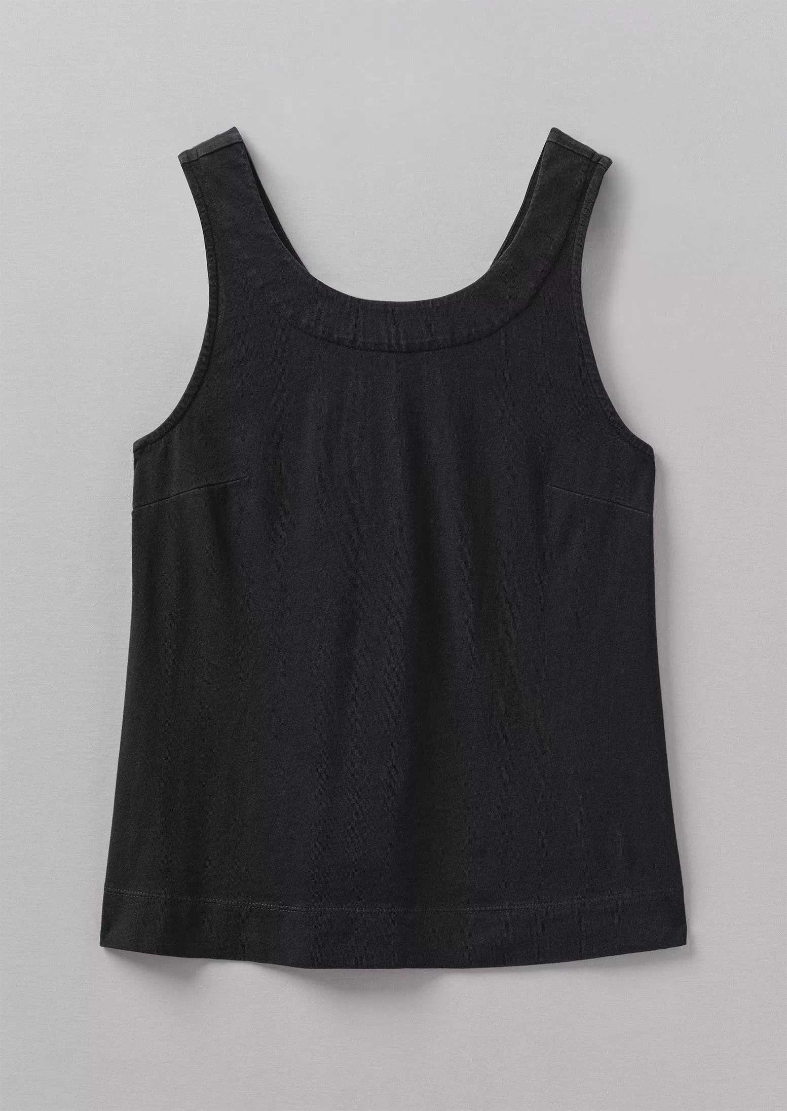 Button Back Organic Cotton Jersey Tank | Washed Black