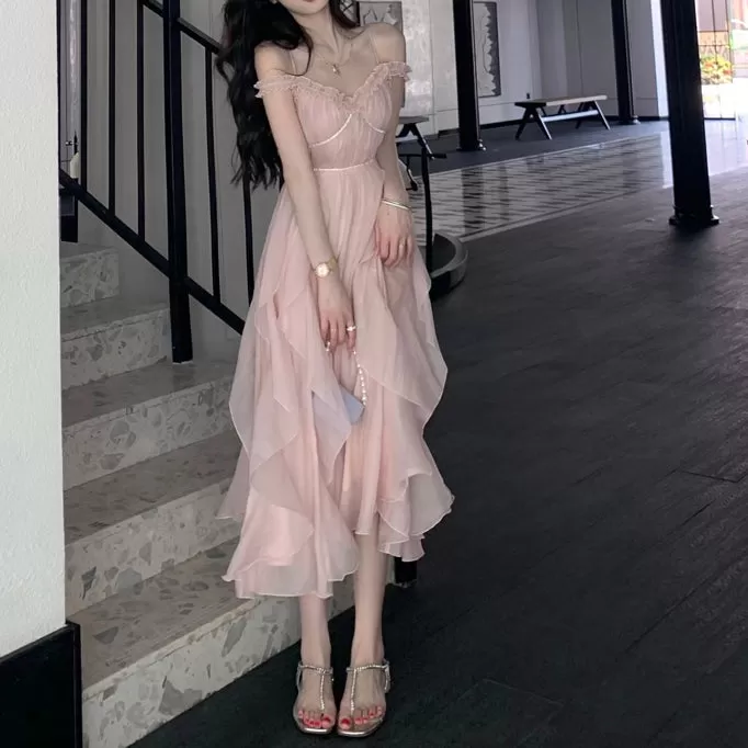 Calla Pastel Pink Soft Girl Aesthetic Fairy Dress