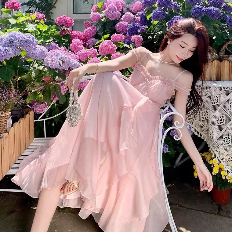 Calla Pastel Pink Soft Girl Aesthetic Fairy Dress