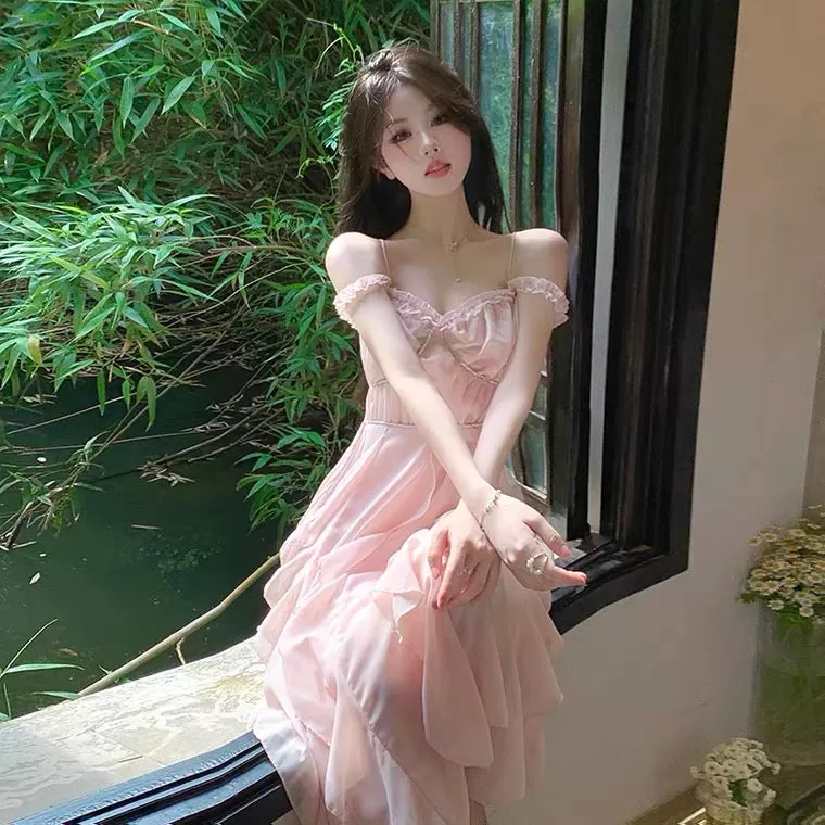 Calla Pastel Pink Soft Girl Aesthetic Fairy Dress