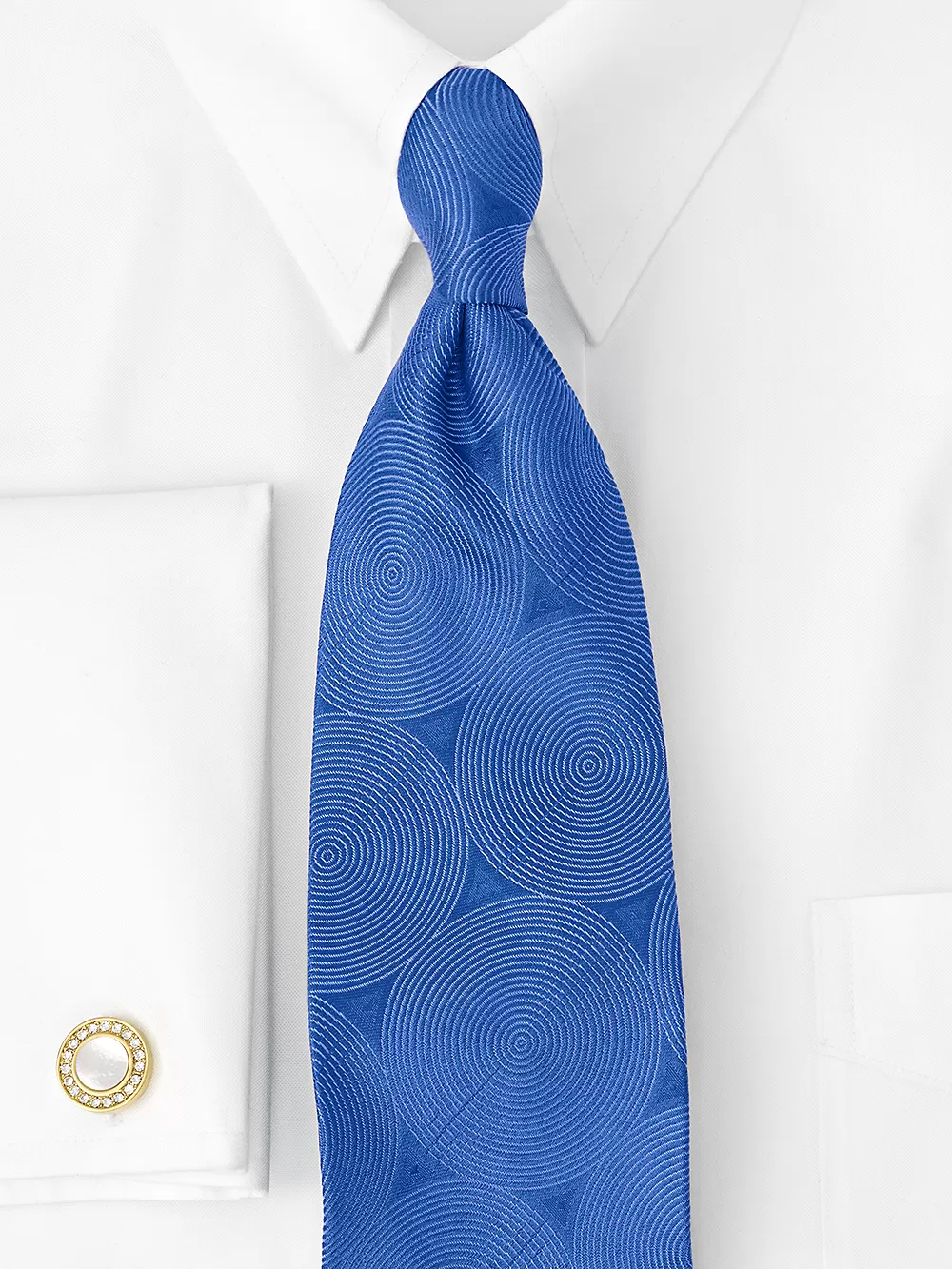 Circles Woven Silk Tie - Blue