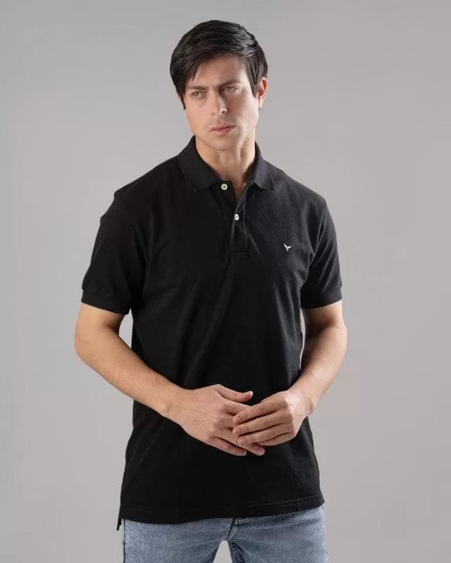 CLASSIC FIT PIQUE POLO SHIRT - BLACK