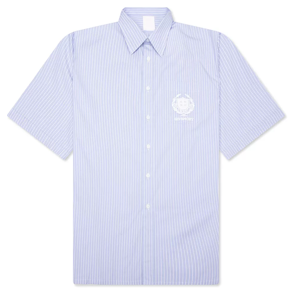 Crest Logo Stripe Shirt - Light Blue