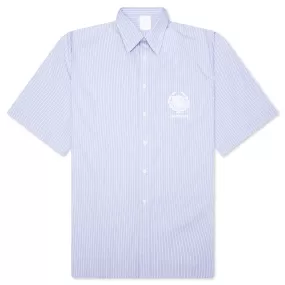 Crest Logo Stripe Shirt - Light Blue