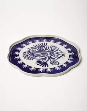 Del Sol Bird Platter Blue