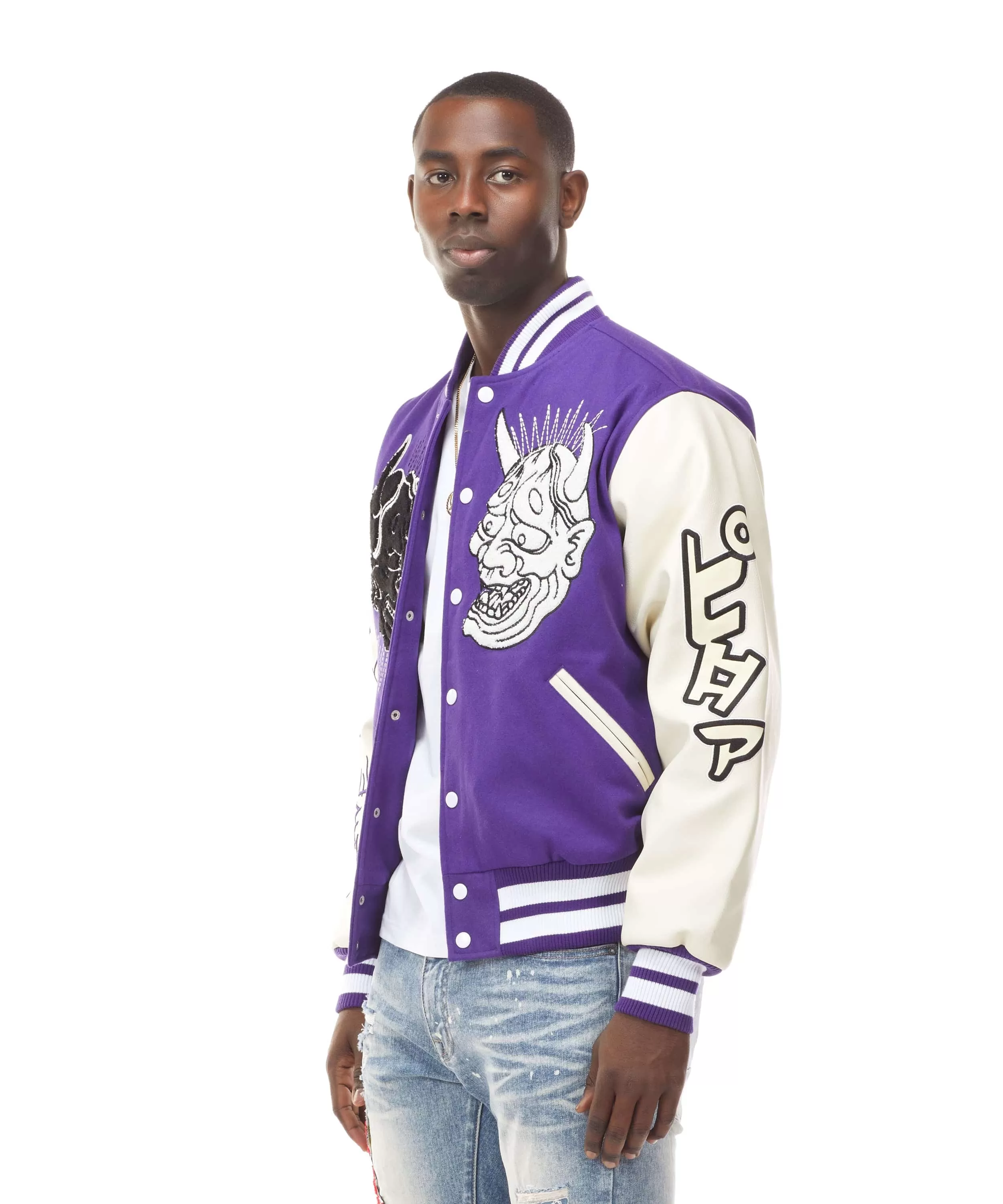 Demon Fashion Varsity Jacket - Purple