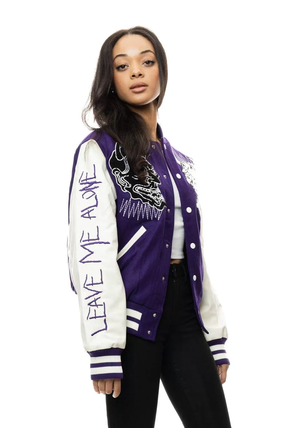 Demon Fashion Varsity Jacket - Purple