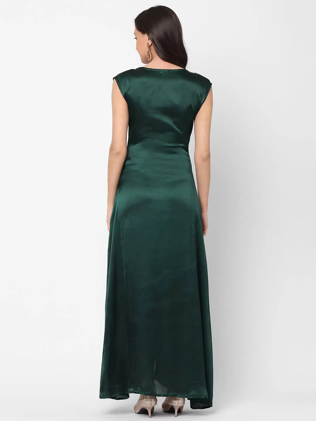 Designer Caftan Wedding Dress in Dark Green Velvet