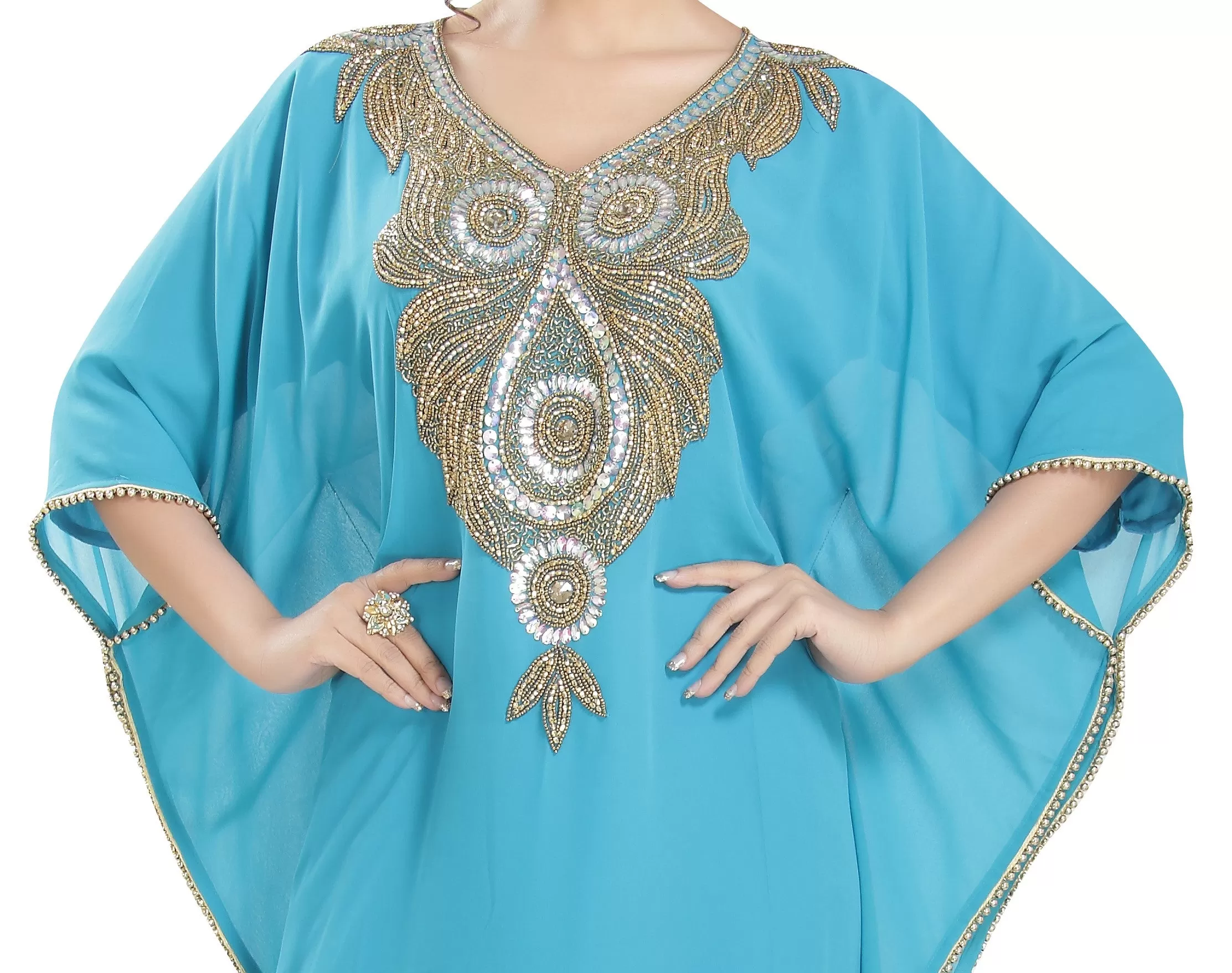 Designer Farasha Maxi Hand Embroidered Dress