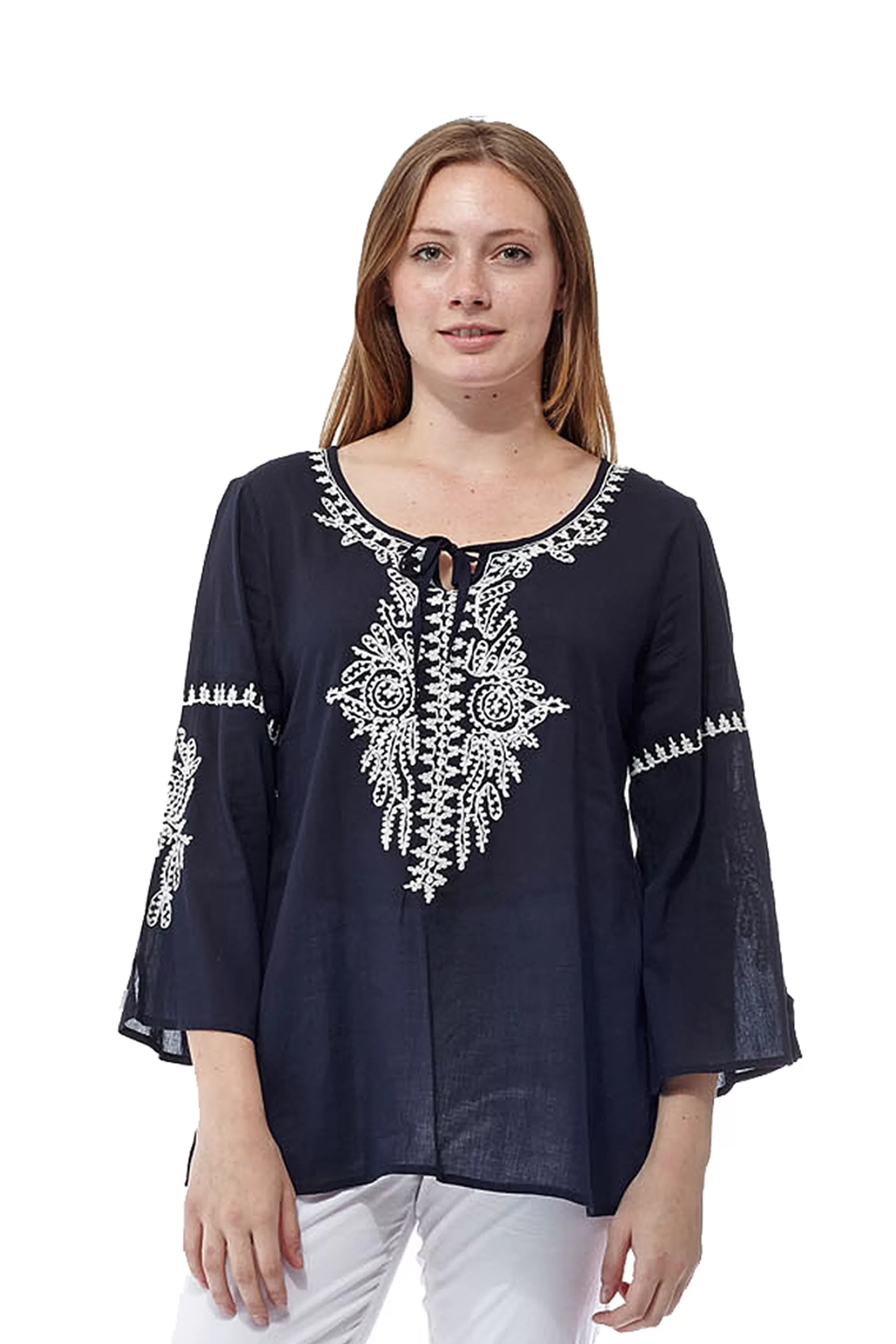 Embroidered Bell Sleeve Top