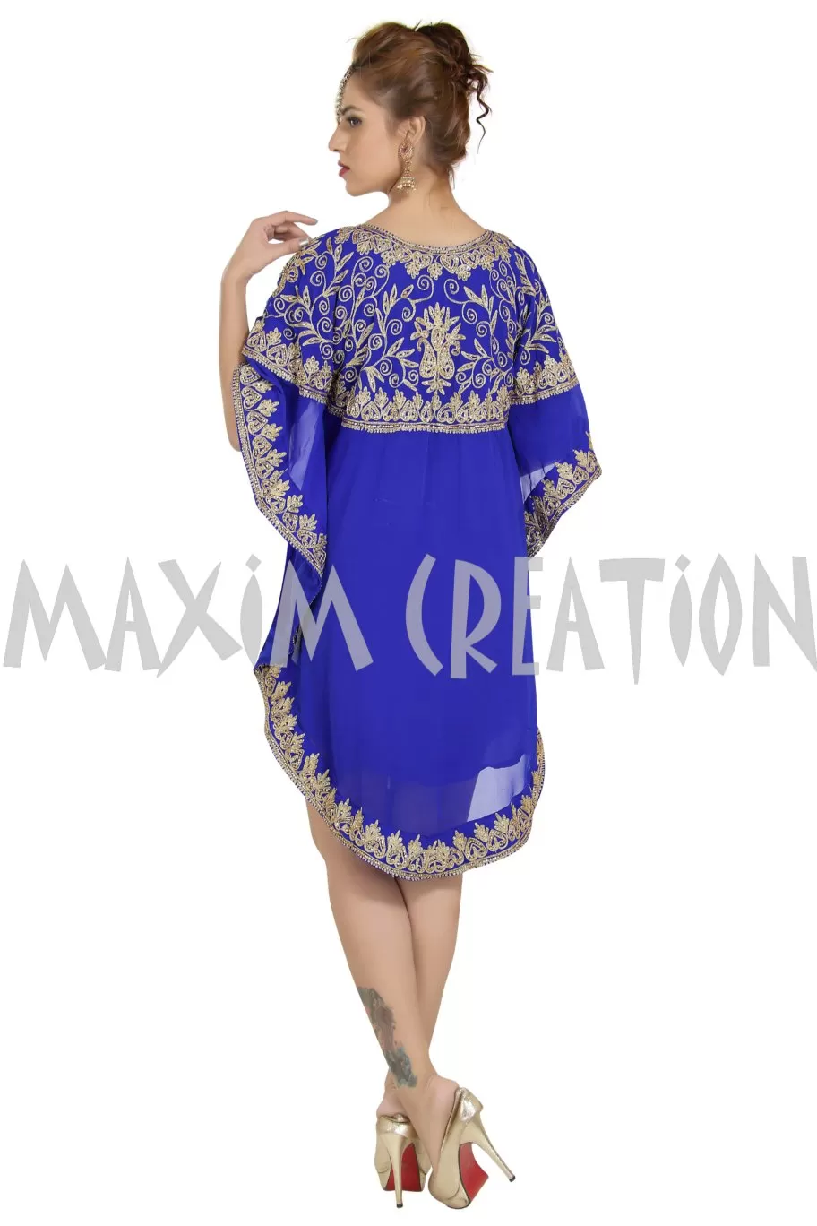 Embroidered Dress Knee Length Tunic Gown