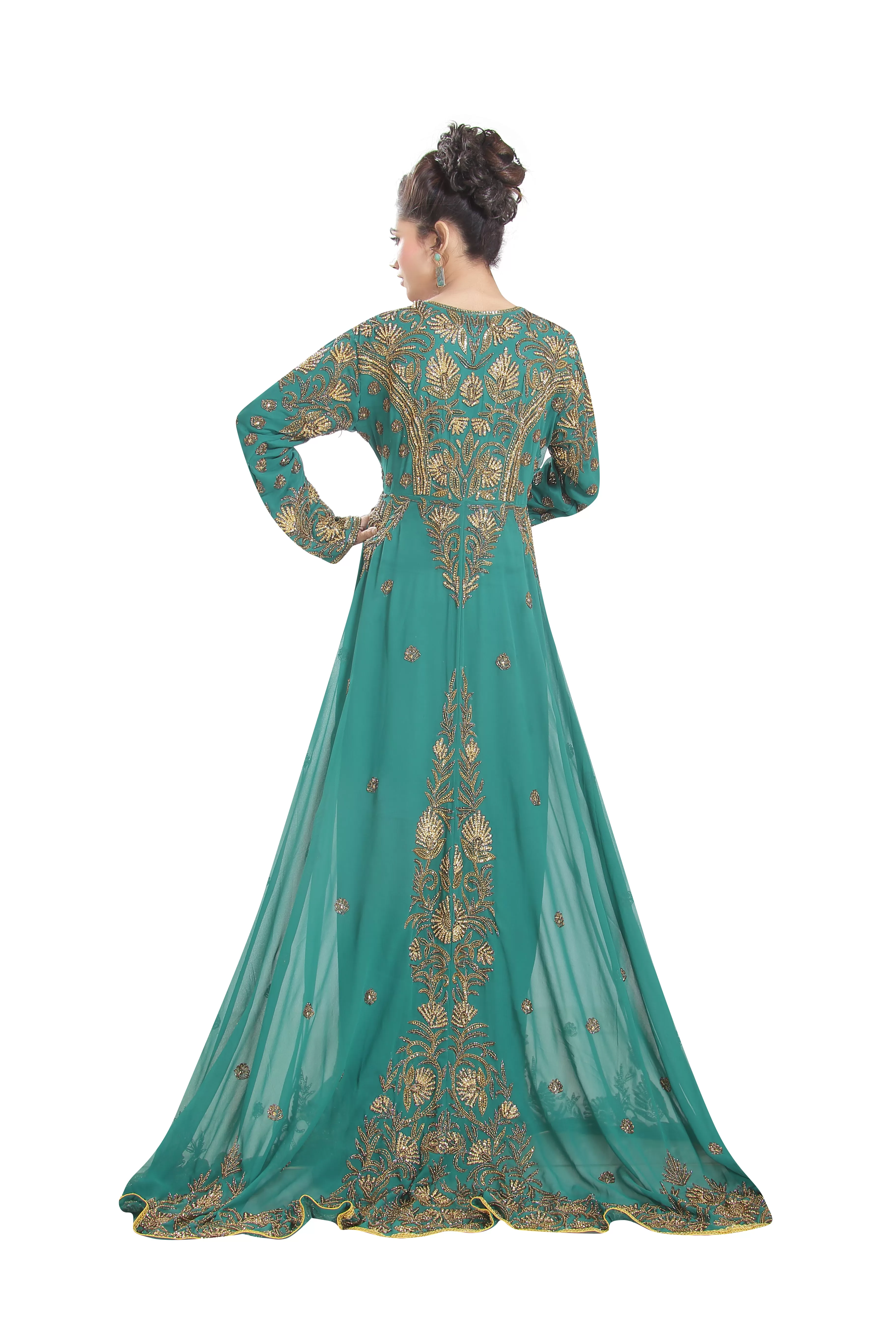 Embroidered Kaftan Ball Gown With Oriental Robe