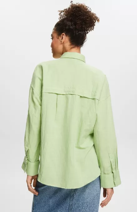 Esprit Cotton-Linen Shirt Blouse | Light Green