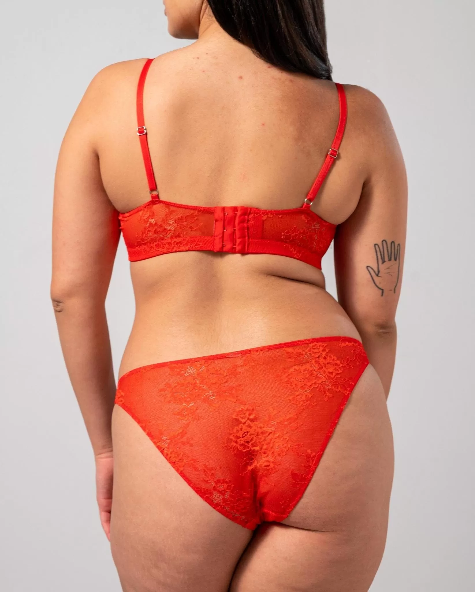 Floral Lace Bikini Briefs Fiery Red