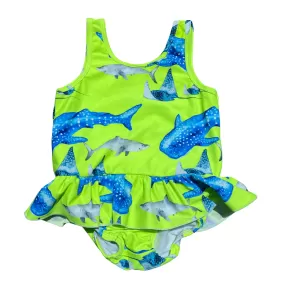 Fluro Green Sharks Girls Tutu Swimmers