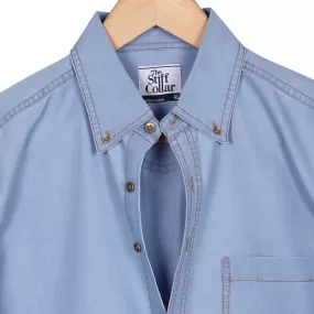 Fresh Blue Ice Denim Button Down Collar Shirt