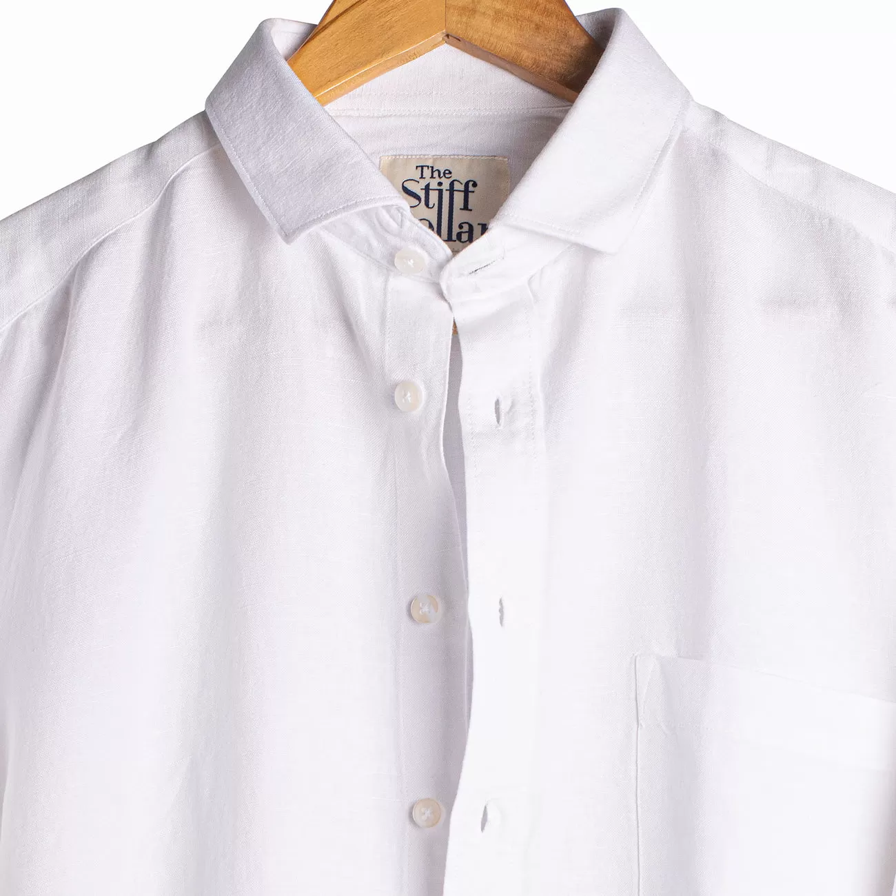 Frost White Cotton Linen Regular Fit Shirt