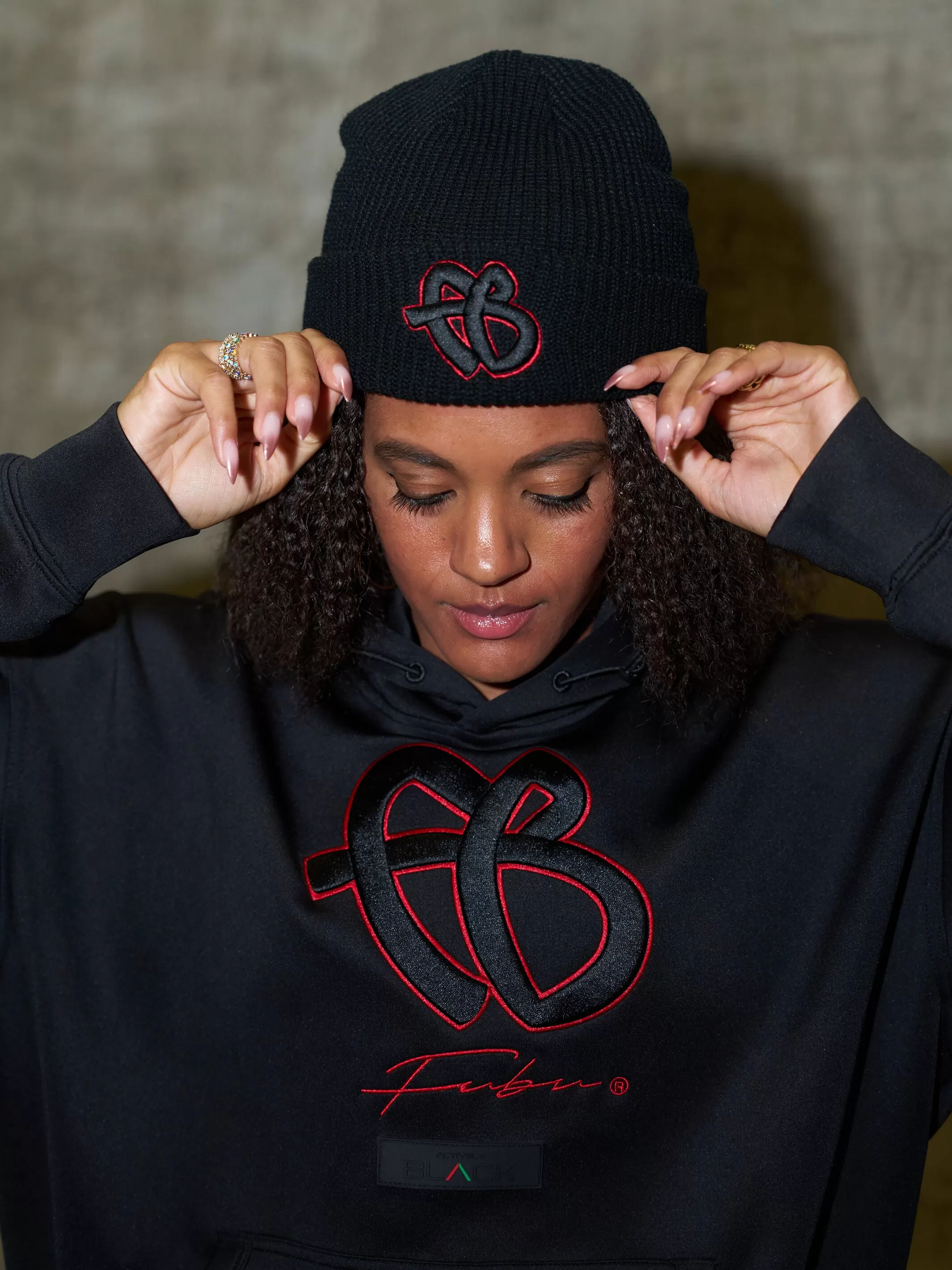 FUBU x Actively Black Premium Beanie