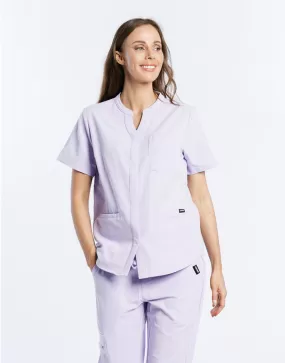 Full Button Scrub Top - Pastel Lilac